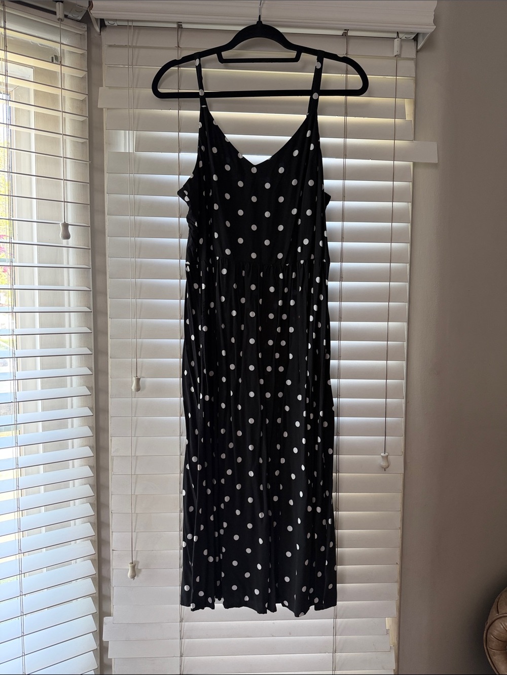 Old Navy Black and White Polka Dot Midi Dress